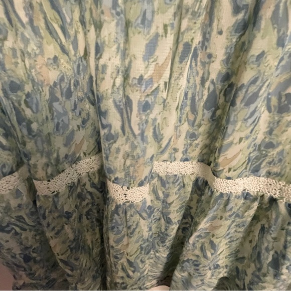 Taylor White and Blue Smocked Wrap Sundress - Picture 5 of 6